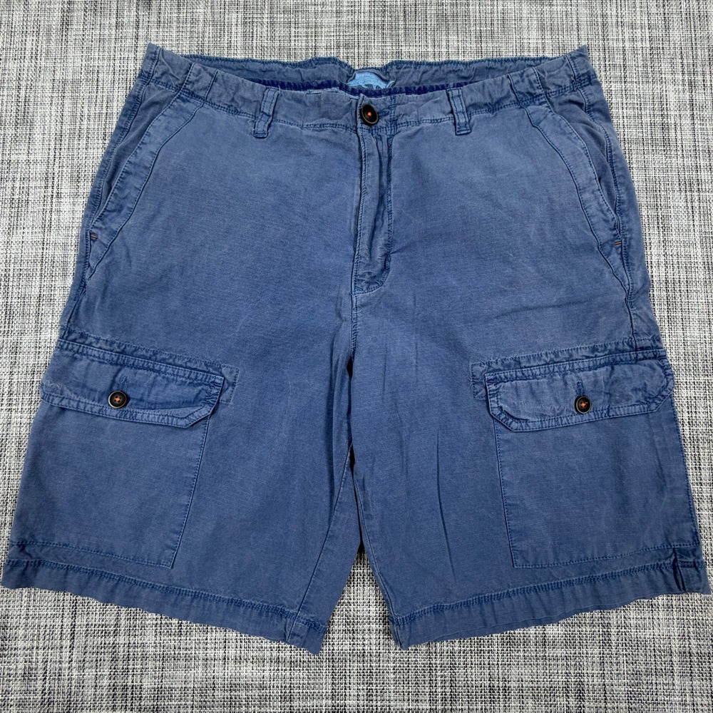 Tommy Bahama Mens Cargo Shorts Blue Pima Cotton Spandex Size 33 Casual Summer